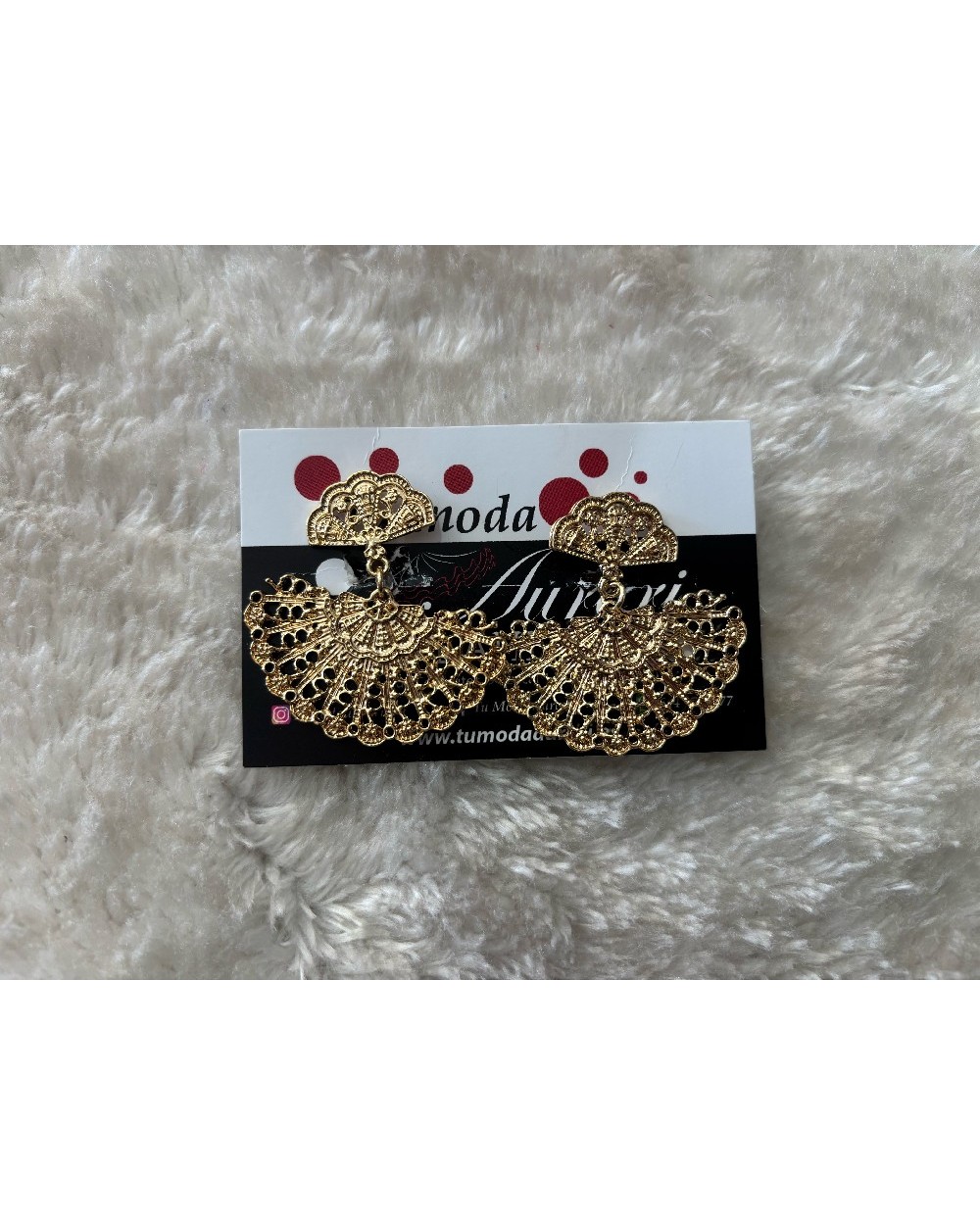 5336 Dorado Pendientes Doble abanico P